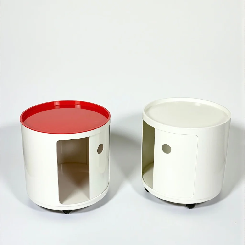 Pair of Kartell Componibili modules with wheels space age storage